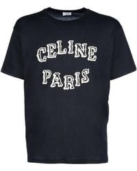 Celine - Loose Embroidered T-Shirt - Lyst