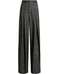 Dolce & Gabbana - High Waisted Pleated Wide-Leg Trousers - Lyst
