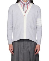 Thom Browne - Crest Intarsia Jacquard 4-Bar Rugby Fit Cardigan - Lyst