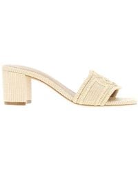 Emporio Armani - Block-Heel Woven Sandals - Lyst