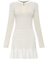CASABLANCA - Striped-Pattern Ruffled Mini Dress - Lyst