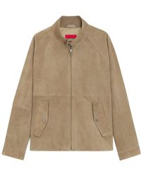 BOSS - Long-Sleeved Stand-Up Collar Leather Jacket - Lyst