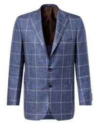 Kiton - Checked Cashmere, Wool, Silk, And Linen Blazer - Lyst