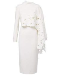 Oscar de la Renta - Cape-Detail Wool-Blend Midi Dress - Lyst