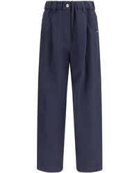 Brunello Cucinelli - Elasticated Waist Straight Leg Trousers - Lyst
