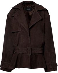 ROTATE BIRGER CHRISTENSEN - Leather Jacket With Detachable Belt - Lyst