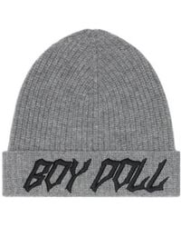 Celine - Logo Details Knitted Hat - Lyst