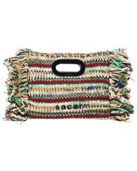 Sacai - Logo Embroidered Fringed Small Shopping Bag - Lyst