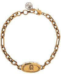 McQueen - Skull Charm Cuban-Link Chain Bracelet - Lyst