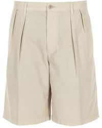 Aspesi - Pleated Cotton Shorts - Lyst