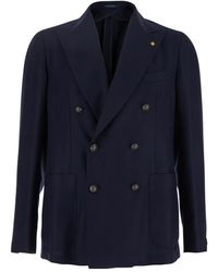 Tagliatore - Logo Plaque Double-Breasted Blazer - Lyst
