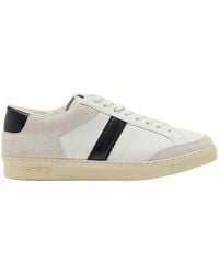 Tom Ford - Panelled Suede And Grained Leather Sneakers - Lyst