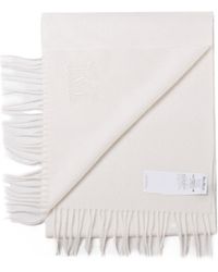 Max Mara - Logo Embroidered Fringed Edge Scarf - Lyst