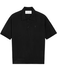Ami Paris - Ami Logo Embroidered Ribbed Hem Polo Shirt - Lyst