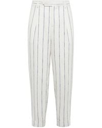 Brunello Cucinelli - Striped Turn-Up Hem Tapered Trousers - Lyst