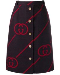 Gucci - Interlocking G Reversible Wool Skirt - Lyst
