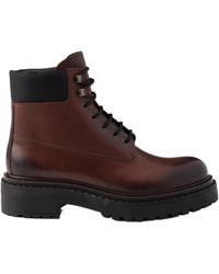 Prada - Leather And Re-Nylon Work Boots - Lyst