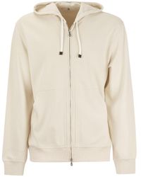 Brunello Cucinelli - Zipped Hooded Sweatshirt - Lyst
