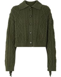 Jonathan Simkhai - Virginia Cropped Fringed Cable-Knit Cotton And Wool-Blend Cardigan - Lyst