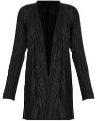 Pleats Please Issey Miyake - Chevron Pleated Long Cardigan - Lyst