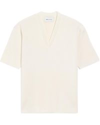 Ami Paris - Ami Short-Sleeve V-Neck Knitted Top - Lyst