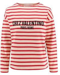 Valentino - Logo Printed Striped Crewneck T-Shirt - Lyst