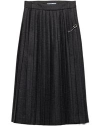 Prada - Pleated Wool Flannel Skirt - Lyst
