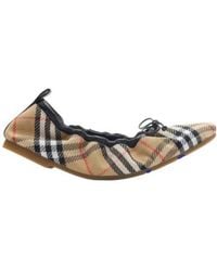 Burberry - Check Fawn Ballerinas - Lyst