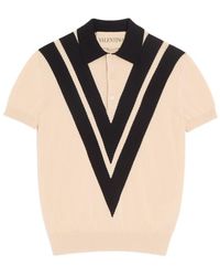 Valentino - Cotton Polo With Inlaid V - Lyst
