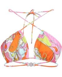 PUCCI - Pucci Printed Triangle Bikini Top - Lyst