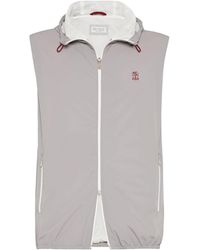 Brunello Cucinelli - Logo Embroidered Zip-Up Gilet - Lyst