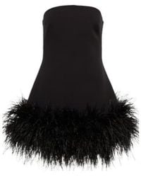 Safiyaa - Strapless Feather-Trimmed Minidress - Lyst