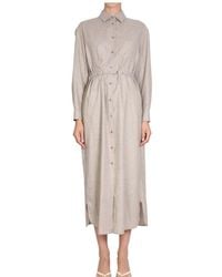 Aspesi - Belted-Waist Buttoned Shirt Dress - Lyst