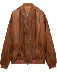 Prada - Oversized Nappa Leather Bomber Jacket - Lyst