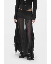 Ann Demeulemeester - Lace-Trim Ruffled Maxi Skirt - Lyst