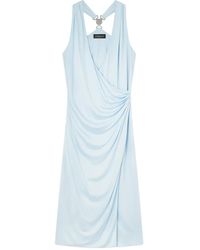 Versace - Draped Midi Dress With V-Neckline - Lyst