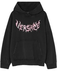 Versace - Logo Printed Long Sleeved Hoodie - Lyst