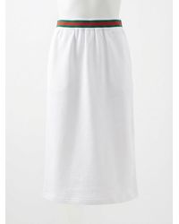 Gucci - Rear Slit Web Stripe Detailed Midi Skirt - Lyst