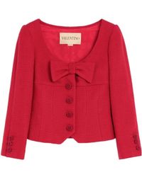 Valentino - Bow Detailed Button-Up Jacket - Lyst
