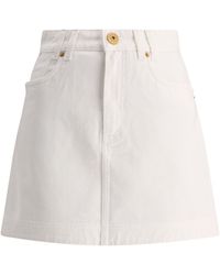 Balmain - Belt-Looped Pocketed Denim Mini Skirt - Lyst