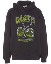 Ganni - Isoli Cherries Oversize Sweatshirt - Lyst