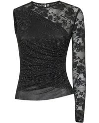 Self-Portrait - Floral Lace One-Shoulder Top - Lyst