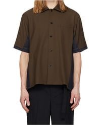 Sacai - Suiting Wool Blend Short-Sleeve Denim Shirt - Lyst