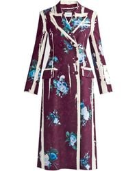 Erdem - Double-Breasted Floral-Print Satin Coat - Lyst