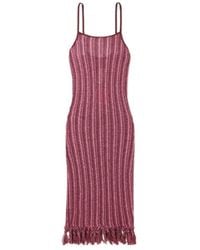 The Elder Statesman - Fringed Striped Open-Knit Cotton Midi Dress - Lyst