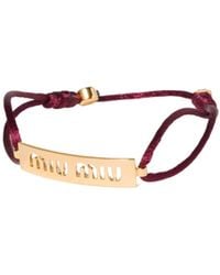 Miu Miu - Logo Plaque Cord Bracelet - Lyst