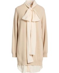 Brunello Cucinelli - Ivory Mini Dress Cashmere, Polyester, Cupro, Elastane - Lyst