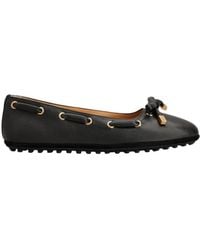 Tod's - Bow-Detailred Round-Toe Flat Shoes - Lyst
