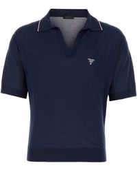 Prada - Logo Embroidered Short-Sleeved Polo Shirt - Lyst
