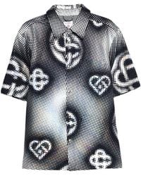CASABLANCA - Pearlescent Monogram Short Sleeve Denim Shirt - Lyst